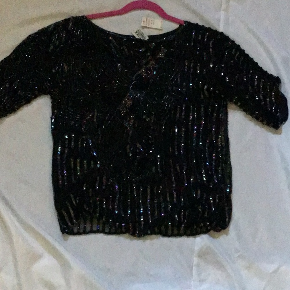 Beautiful Pure Silk Sequin Blouse. Perfect for New Years Eve. Never worn.